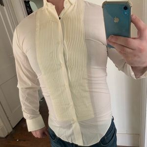 Classic Pleated Vest Dress Shirt, Size Small (14)